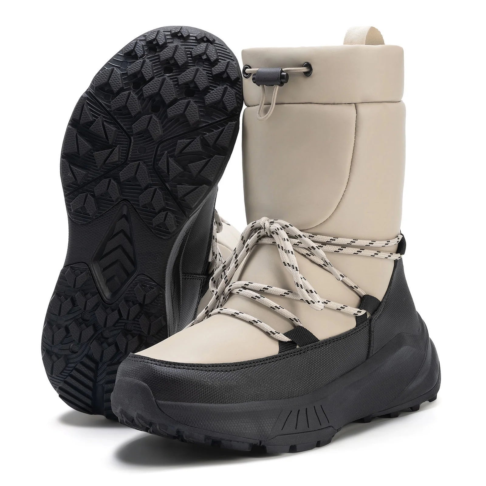 Brown Snow Boots for Women Waterproof Outdoor Hiking Shoes Winter Warm Mid Calf Boots