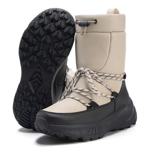 Brown Snow Boots for Women Waterproof Outdoor Hiking Shoes Winter Warm Mid Calf Boots